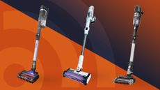The best Shark vacuums against an orange background
